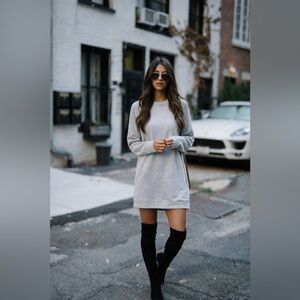 Gray Crewneck Long Sleeve Sweatshirt Dress Tunic Lounge S